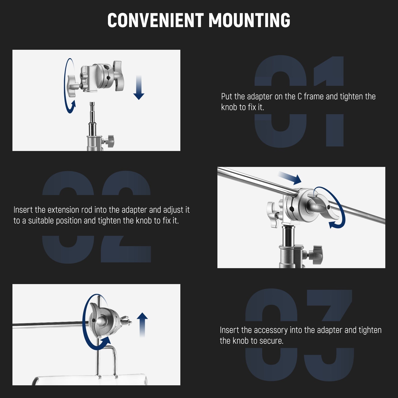 NEEWER Swivel Head Holder Mounting Adapter