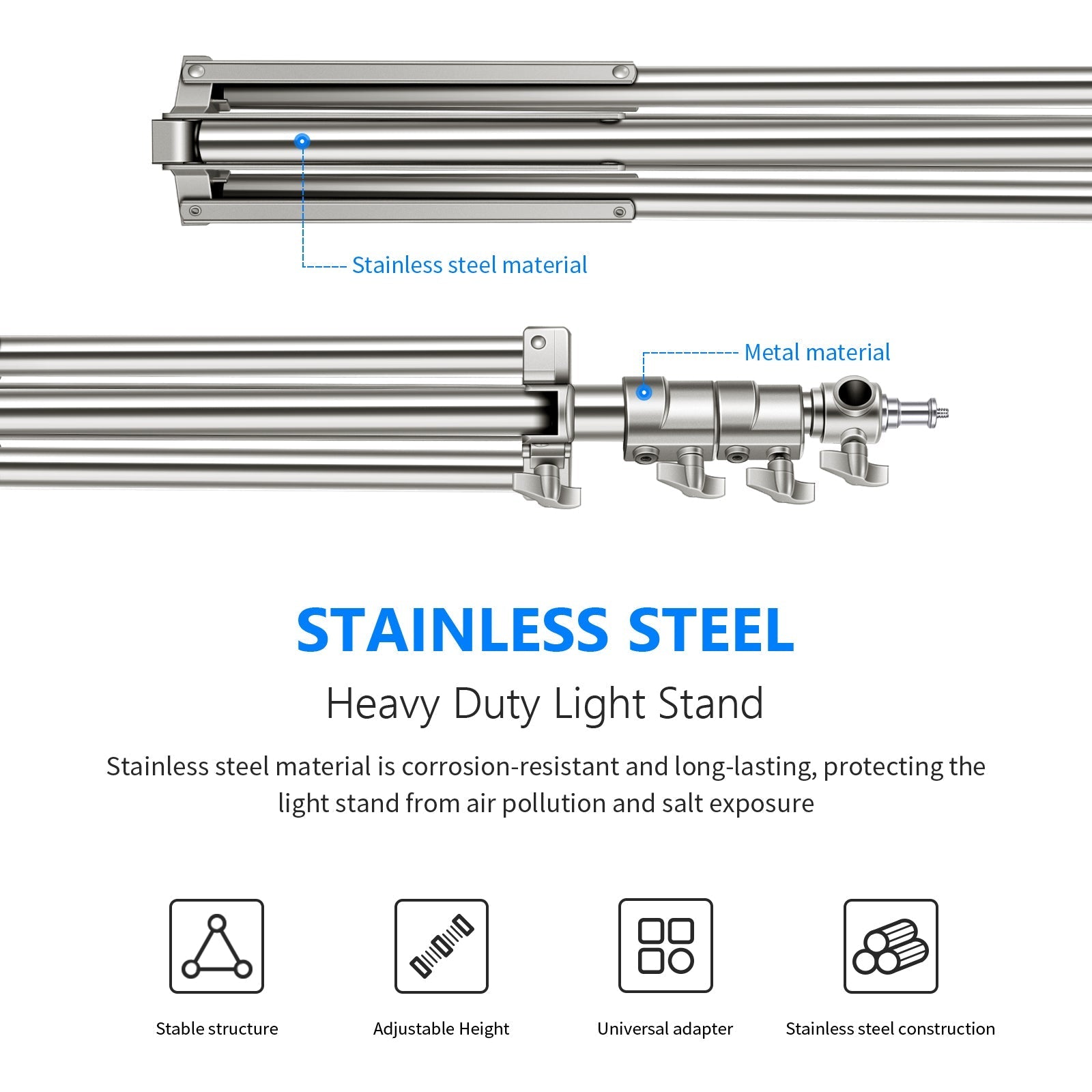 NEEWER Stainless Steel Photography Light Stand