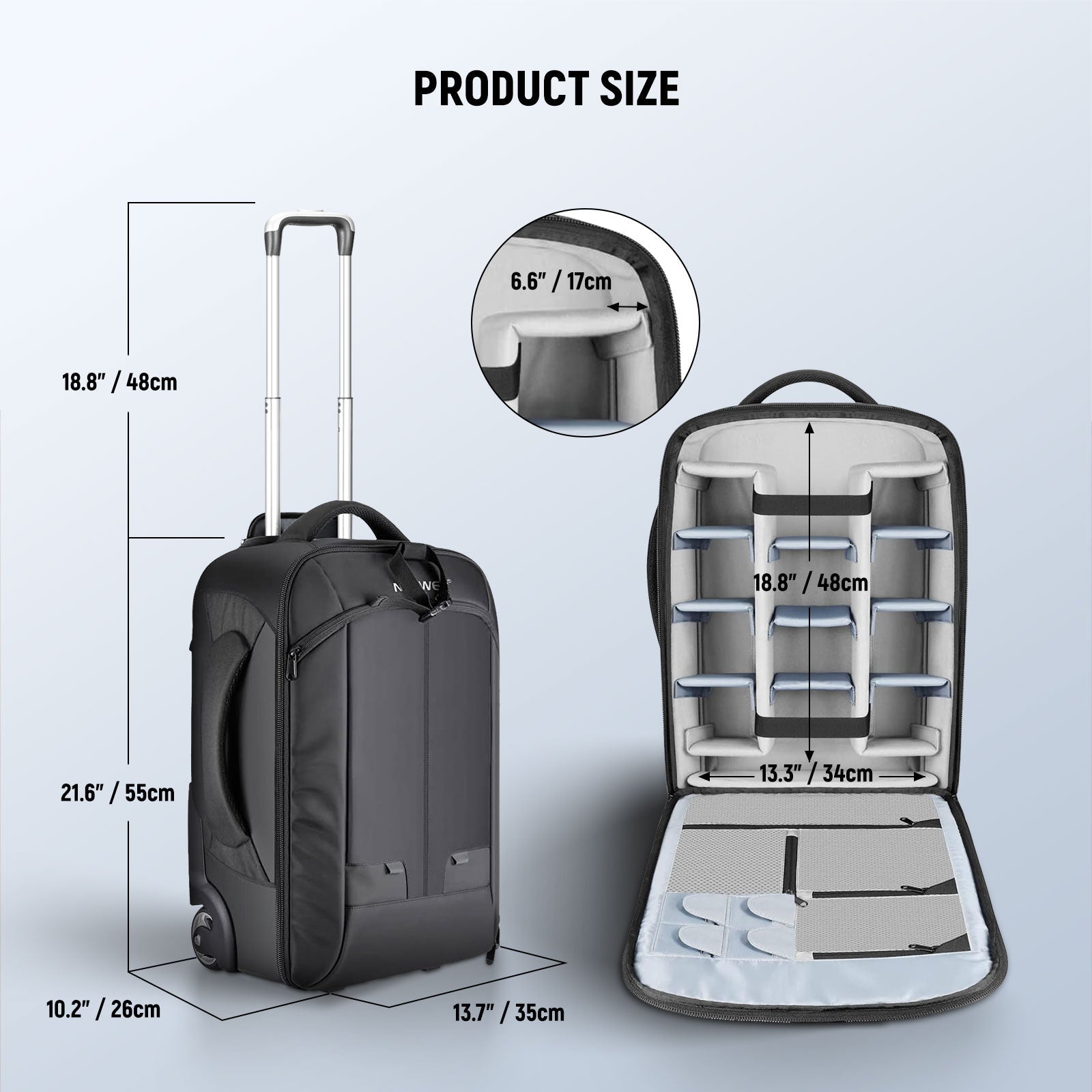 NEEWER 22"x14"x10" 2-in-1 Trolley Backpack