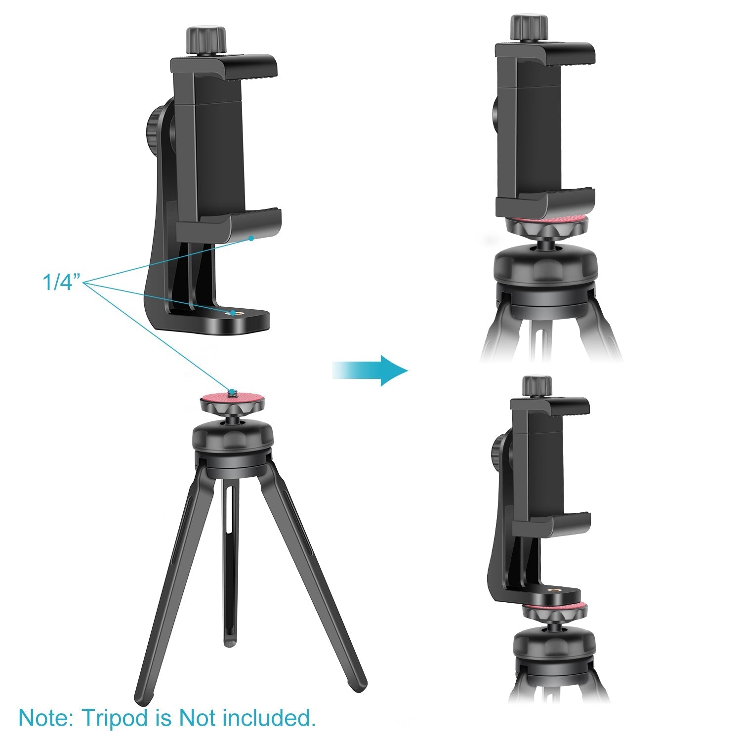 NEEWER Smartphone Holder Vertical Bracket with 1/4-inch Tripod Mount