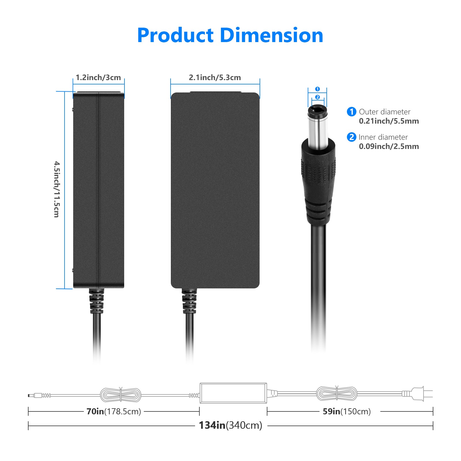 NEEWER AC 100-240V to DC 12V Power Supply Adapter (5A 60W / 3A 36W)