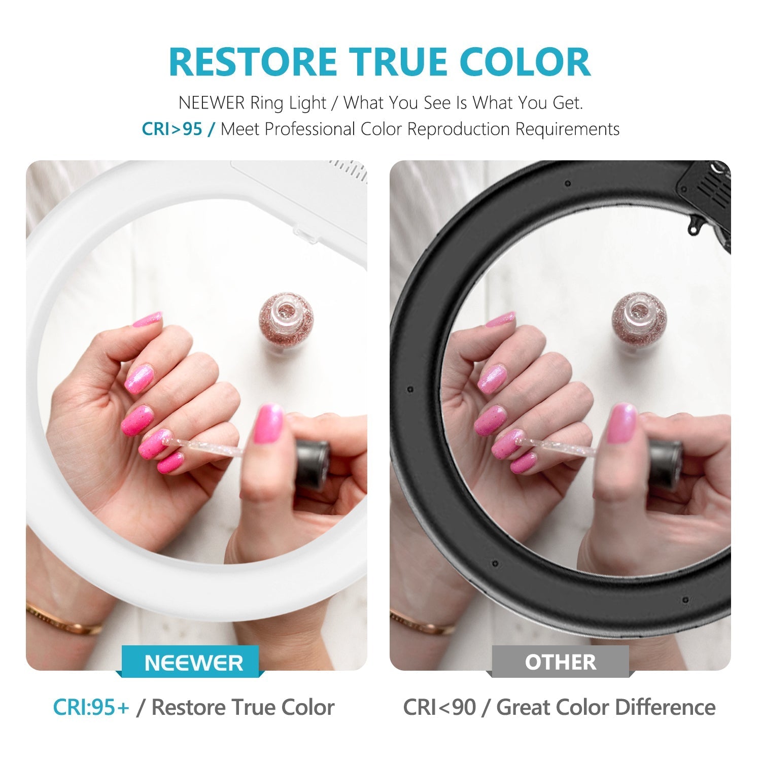 NEEWER 18" White Dimmable Bi-color LED Ring Light Kit