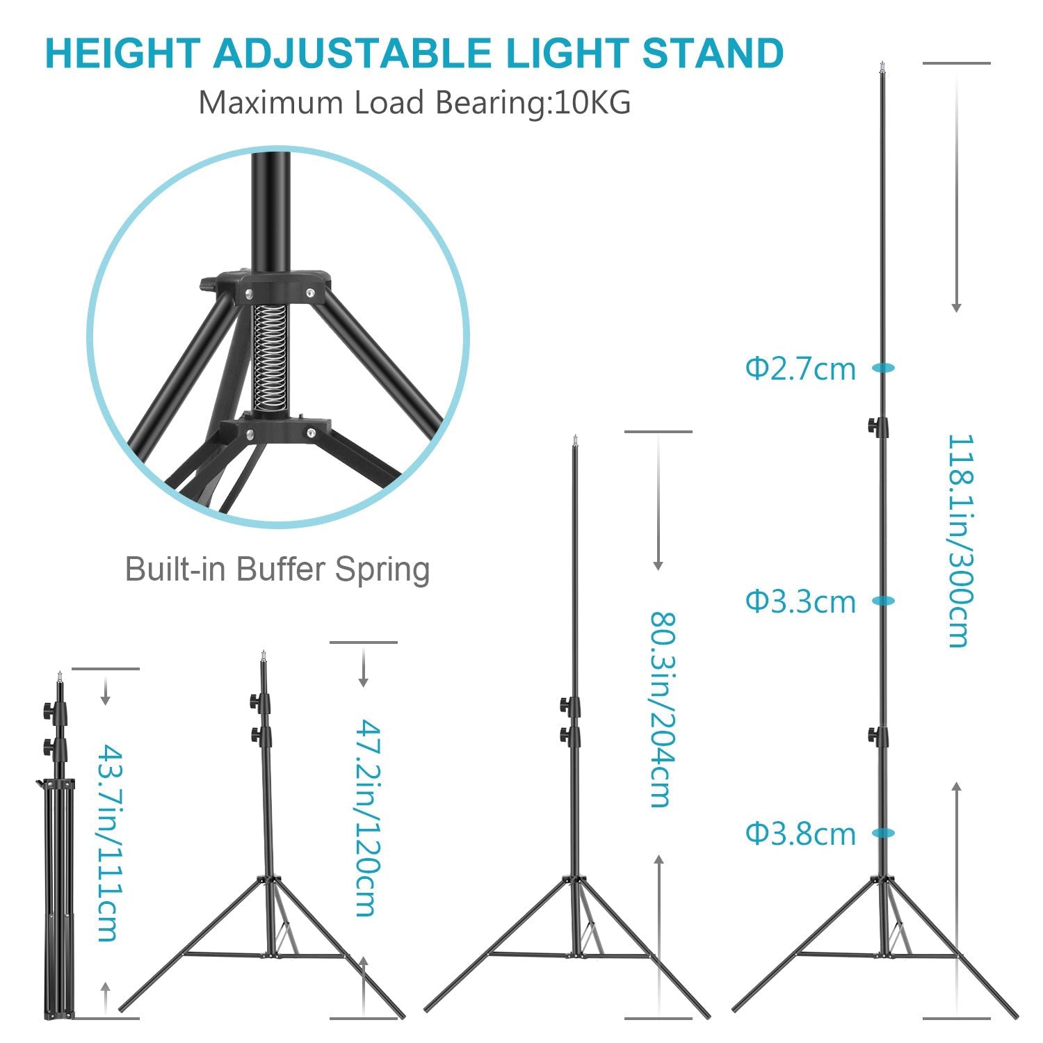 NEEWER ST-300SB 2 Pack 300cm Light Stand Kit