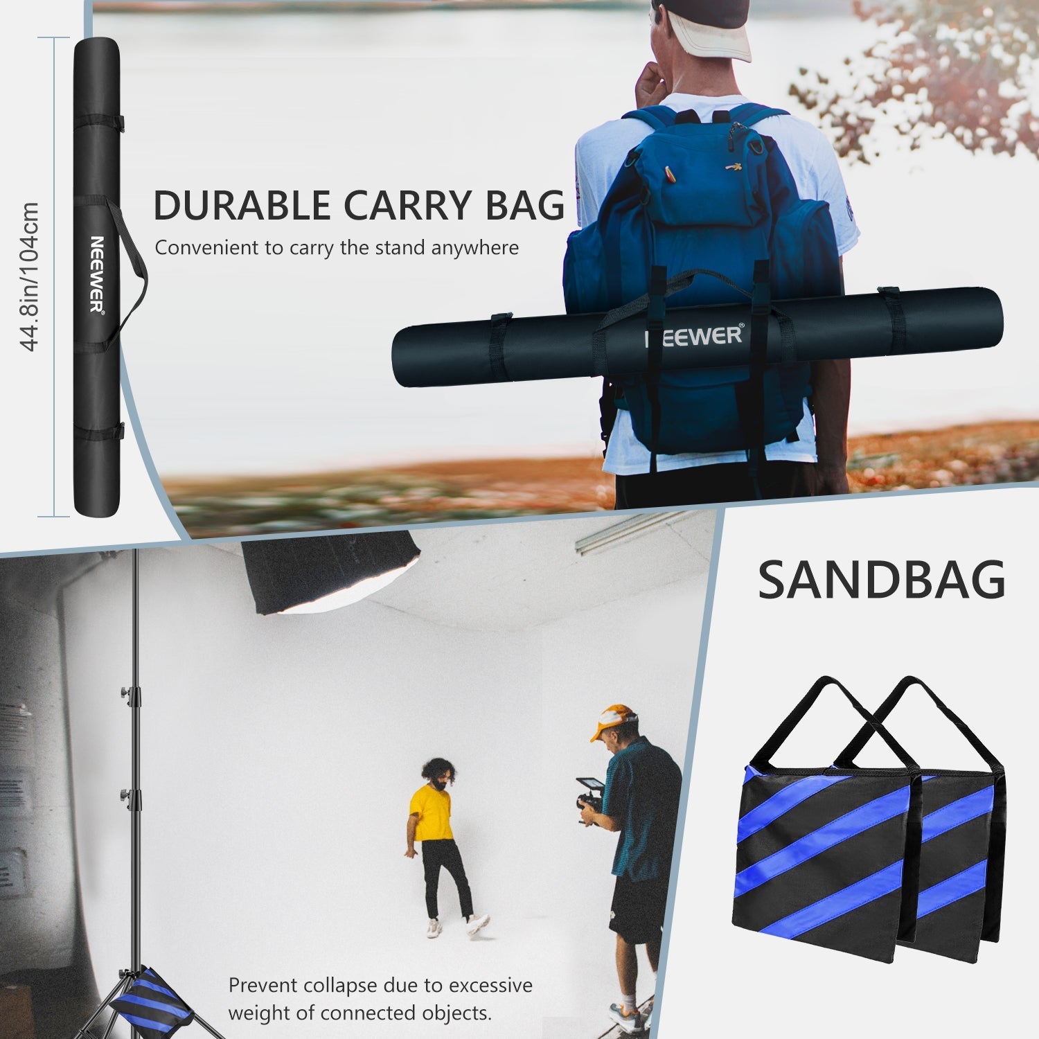 NEEWER ST-300SB 2 Pack 300cm Light Stand Kit