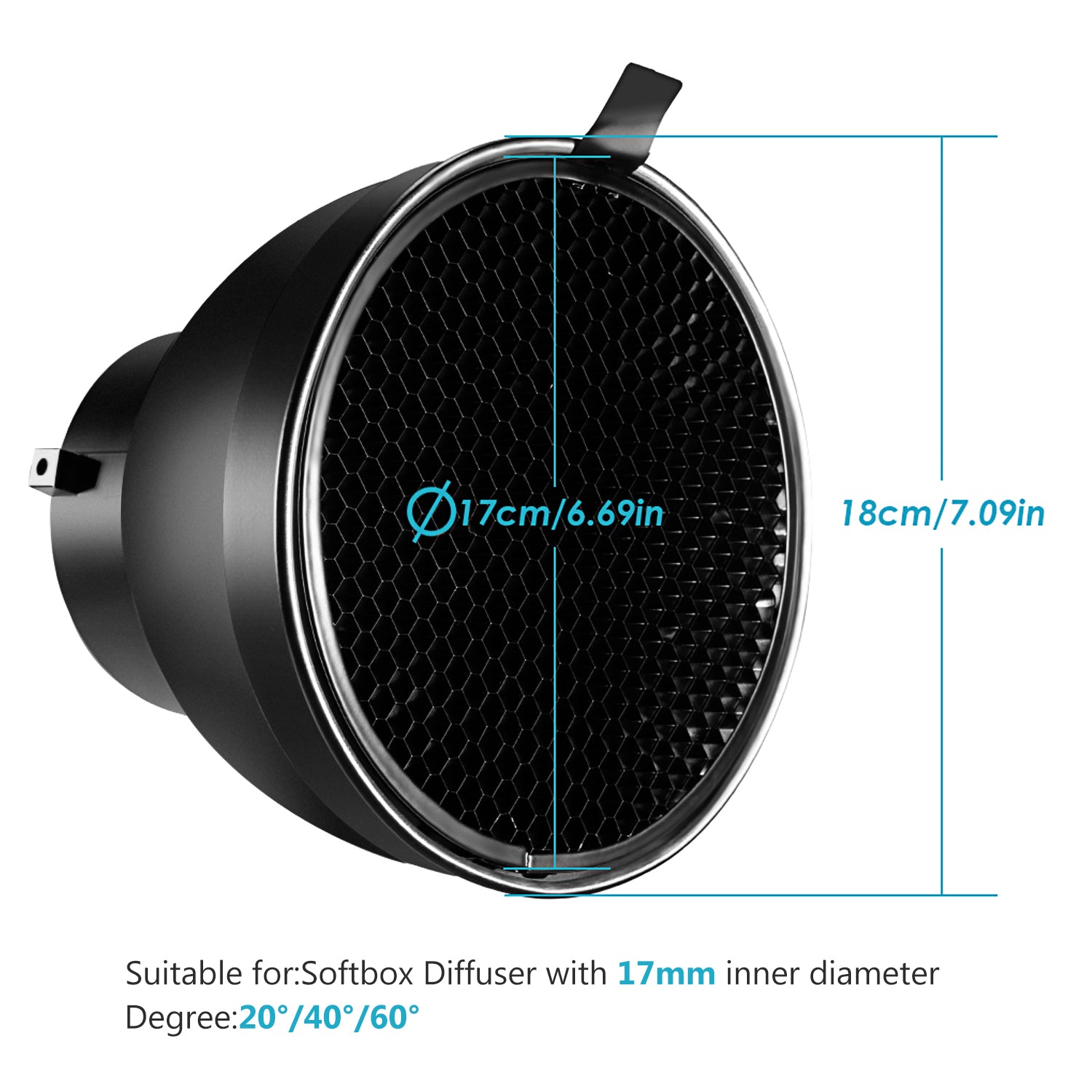 NEEWER Reflector 7" with 20/40/60 Degree Honeycomb Grid