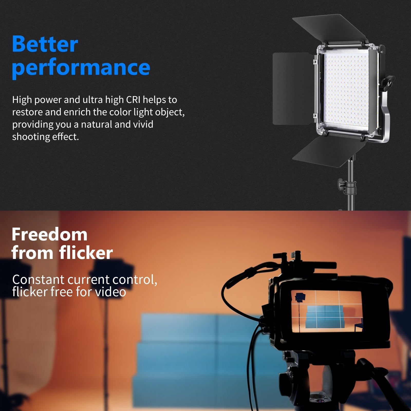 NEEWER 2 Pack RGB480 APP Control RGB LED Light