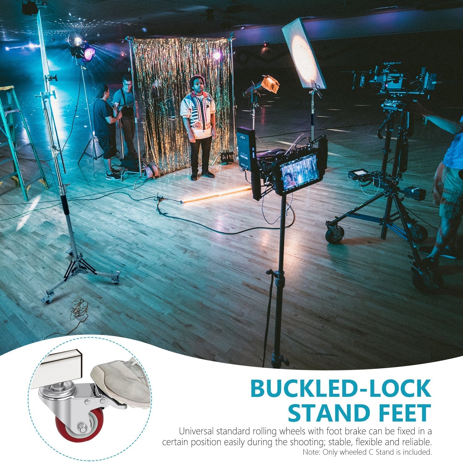 NEEWER SC305W 305cm Heavy Duty Stainless Steel Light Stand with Casters
