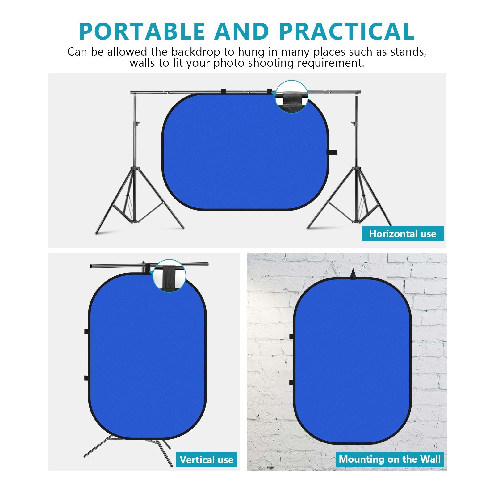 NEEWER 1.5x2m / 5x7ft 2-in-1 Collapsible Backdrop (Blue&Green)