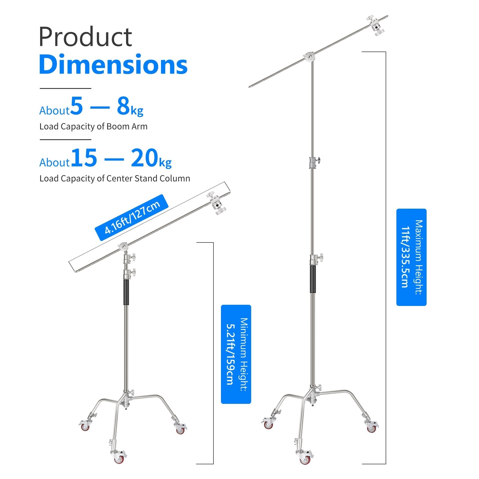 NEEWER SC330W 335cm Metal C Stand With Wheels