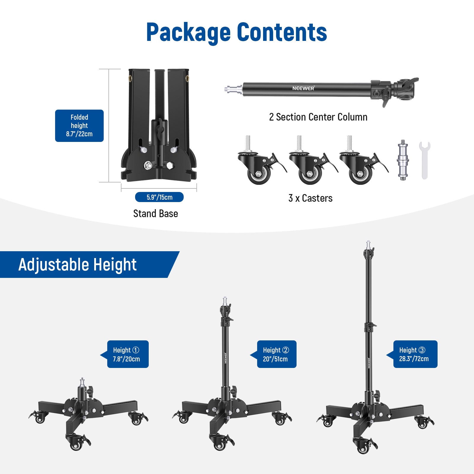 NEEWER ST72 72cm Dolly Heavy Duty Light Stand