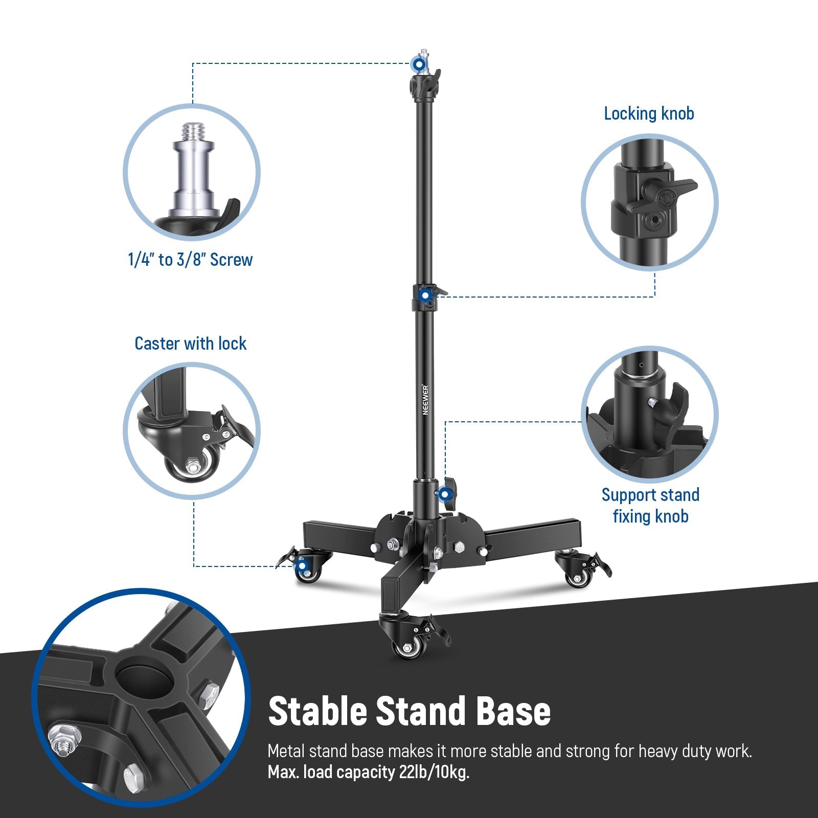 NEEWER ST72 72cm Dolly Heavy Duty Light Stand