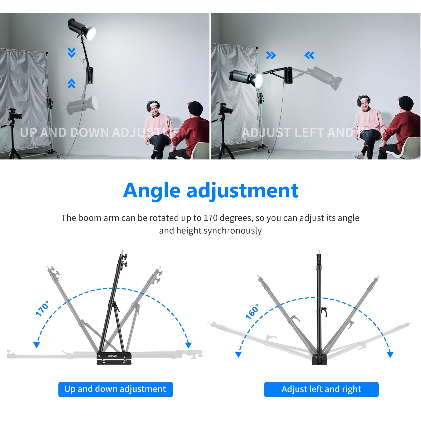 NEEWER 180cm Triangle Wall Mounting Boom Arm