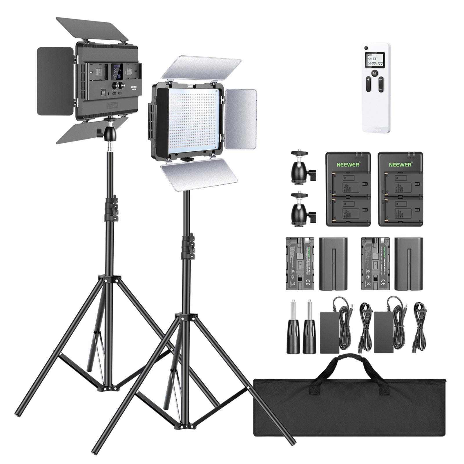NEEWER 2-Pack P600 Bi-Color 2.4G LED Light Kit