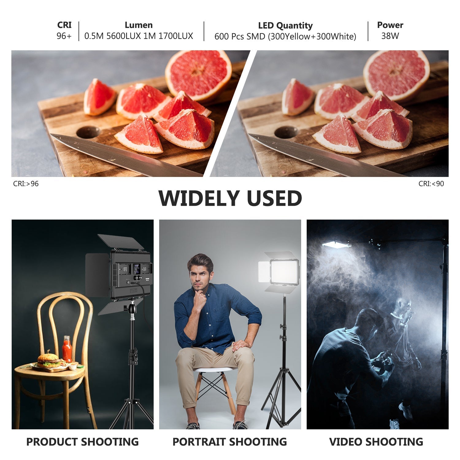 NEEWER 2-Pack P600 Bi-Color 2.4G LED Light Kit