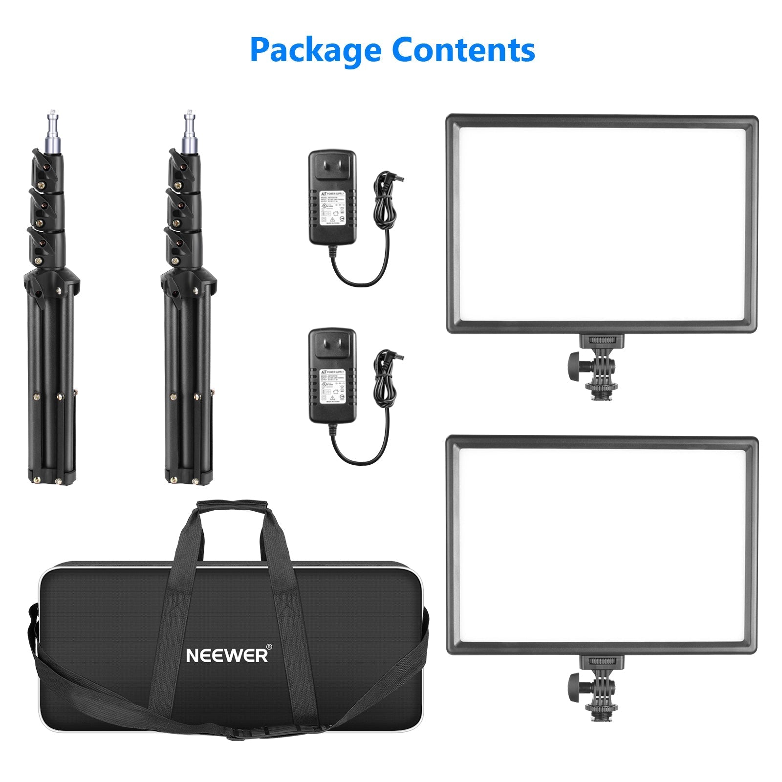 NEEWER 2 Pack NL-192AI Bi-Color LED Panel Light Kit