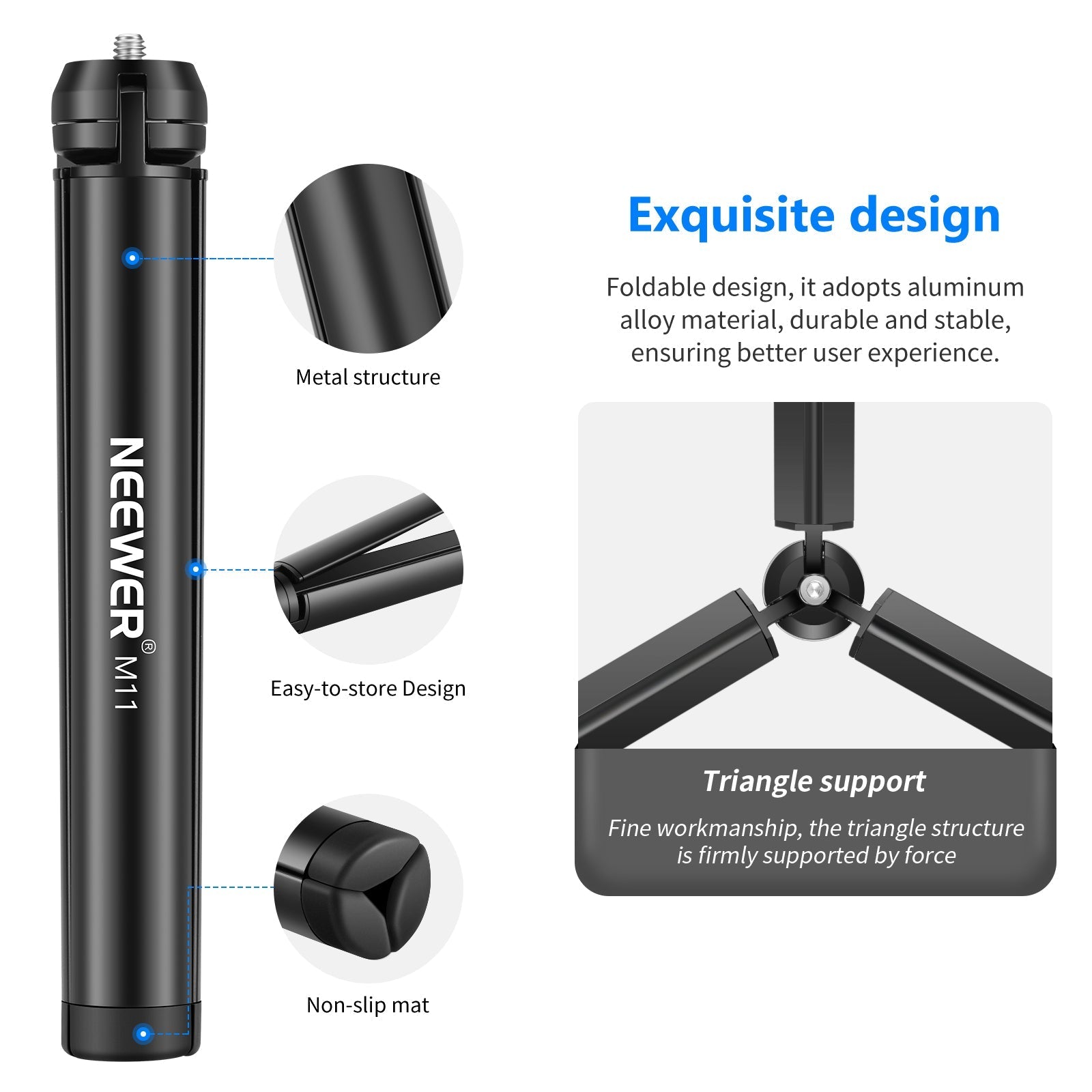 NEEWER M11 Metal Desktop Mini Tripod