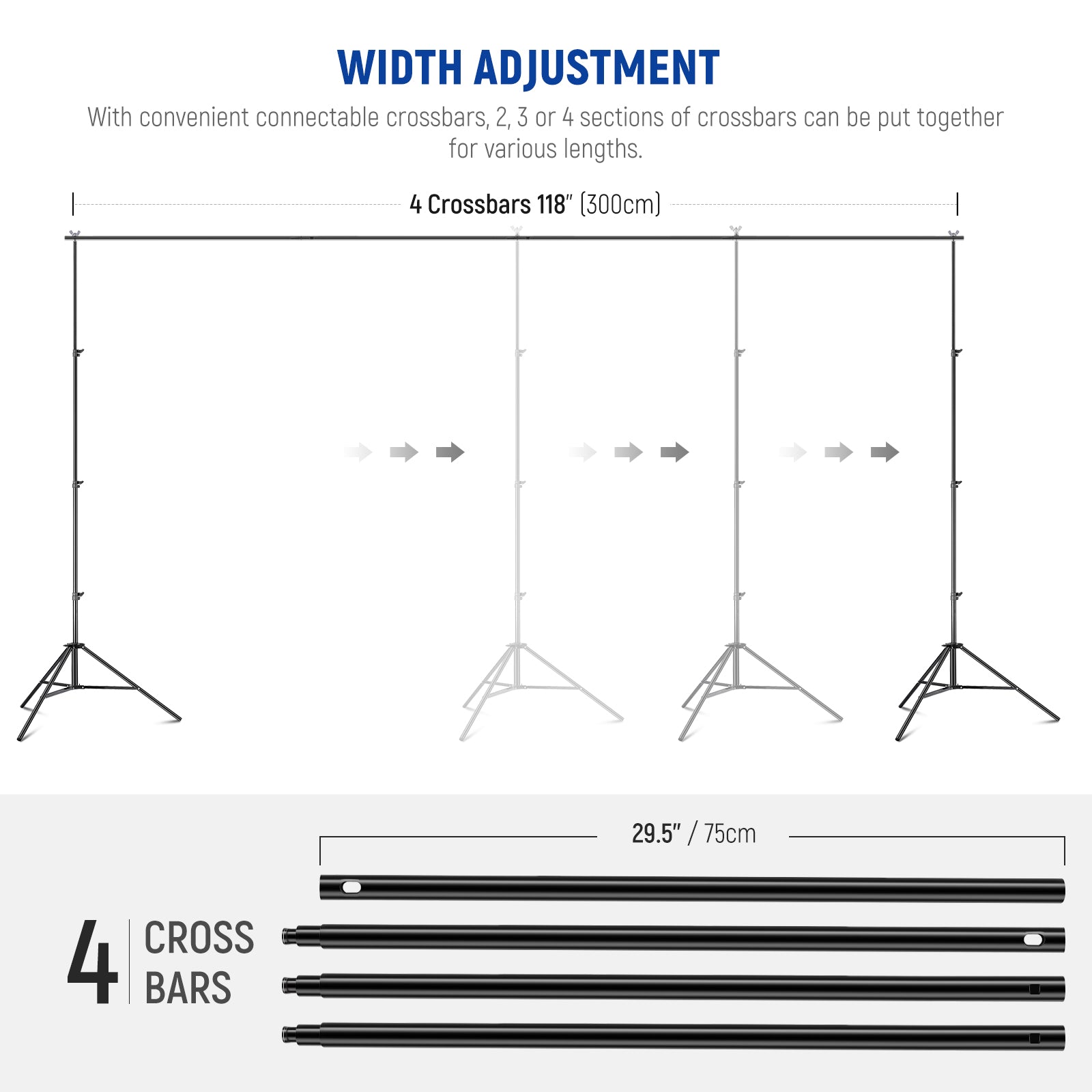 NEEWER 2.6x3m / 10x8.5ft Adjustable Backdrop Stand Kit