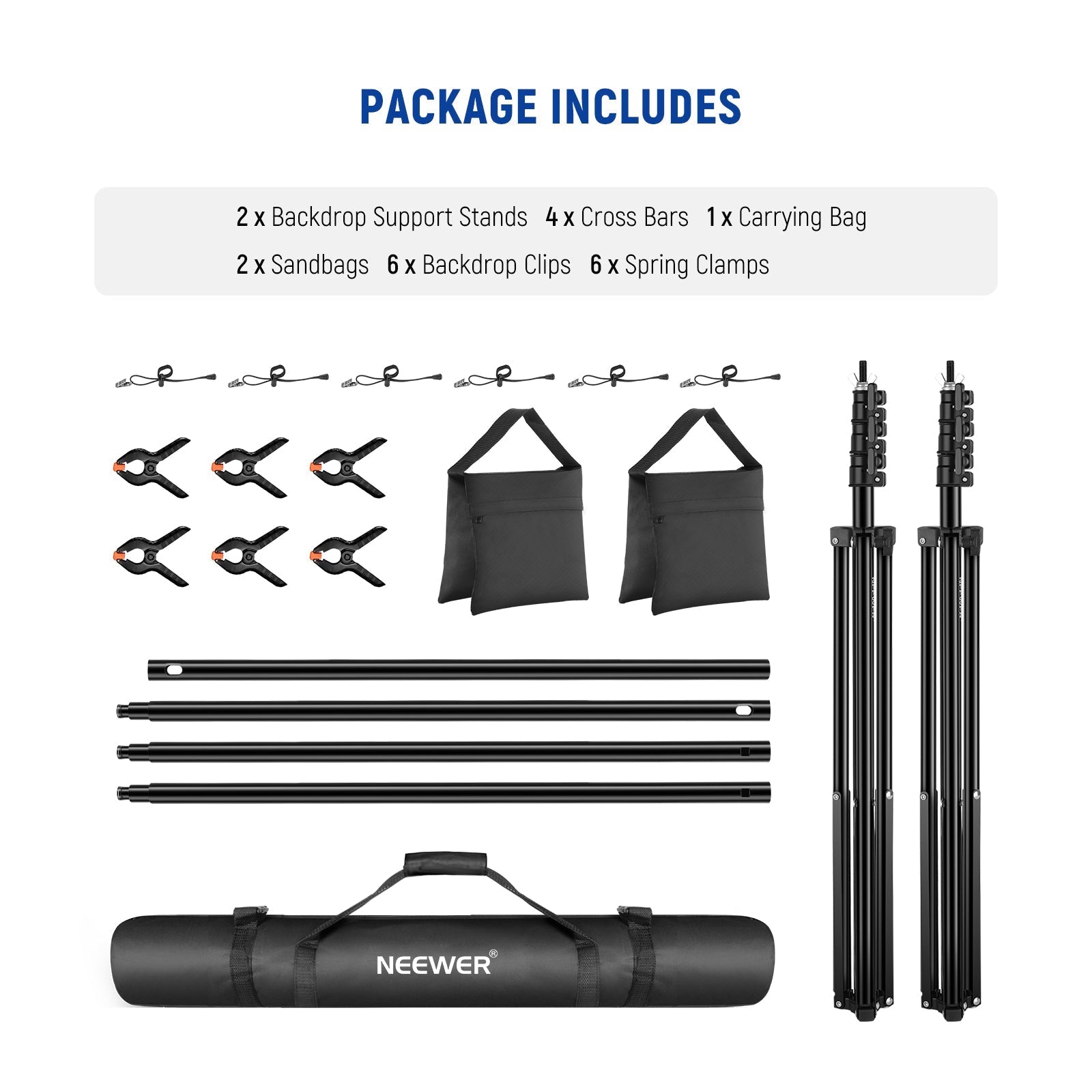 NEEWER 2.6x3m / 10x8.5ft Adjustable Backdrop Stand Kit
