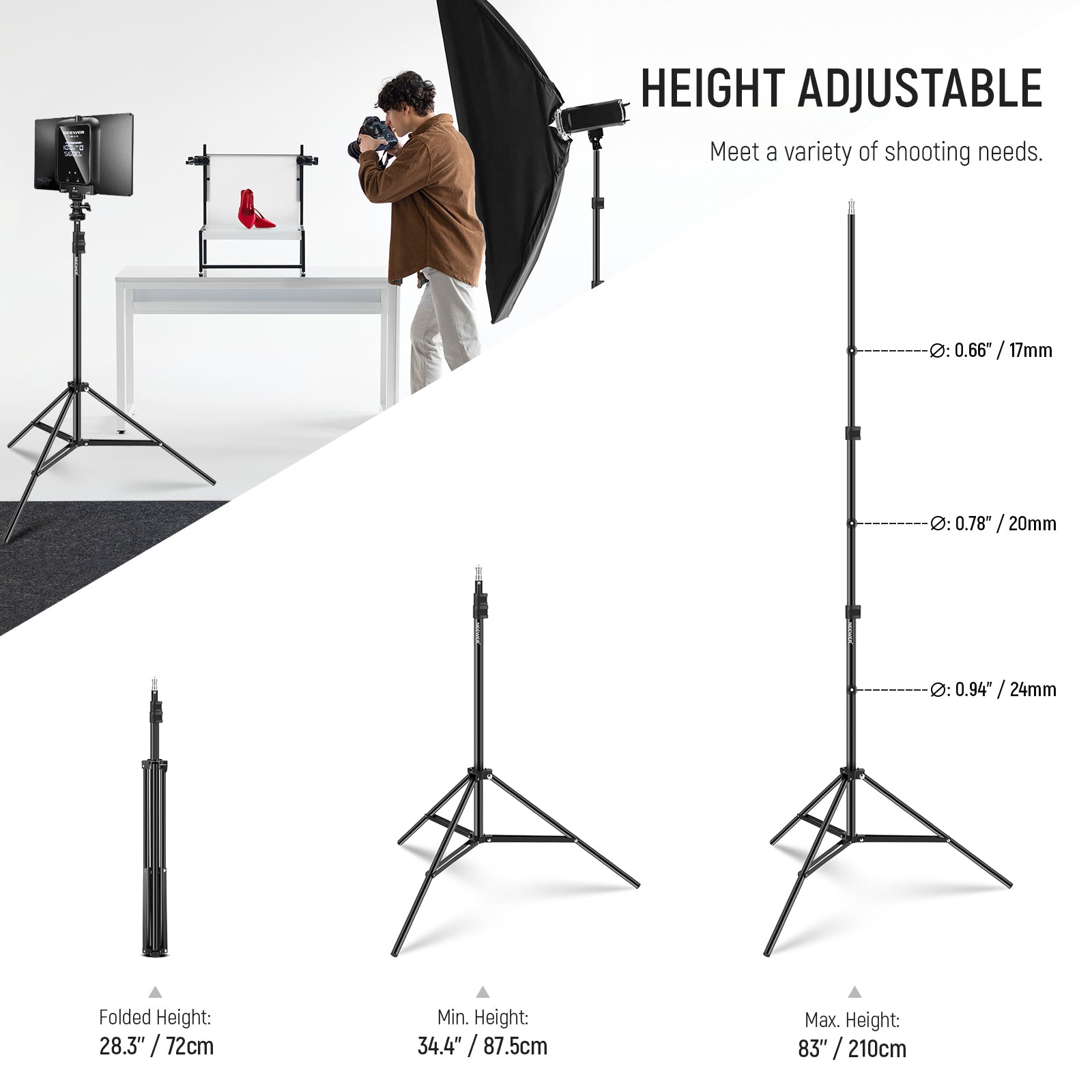 NEEWER ST210 2 Pack 210cm Photography Light Stand