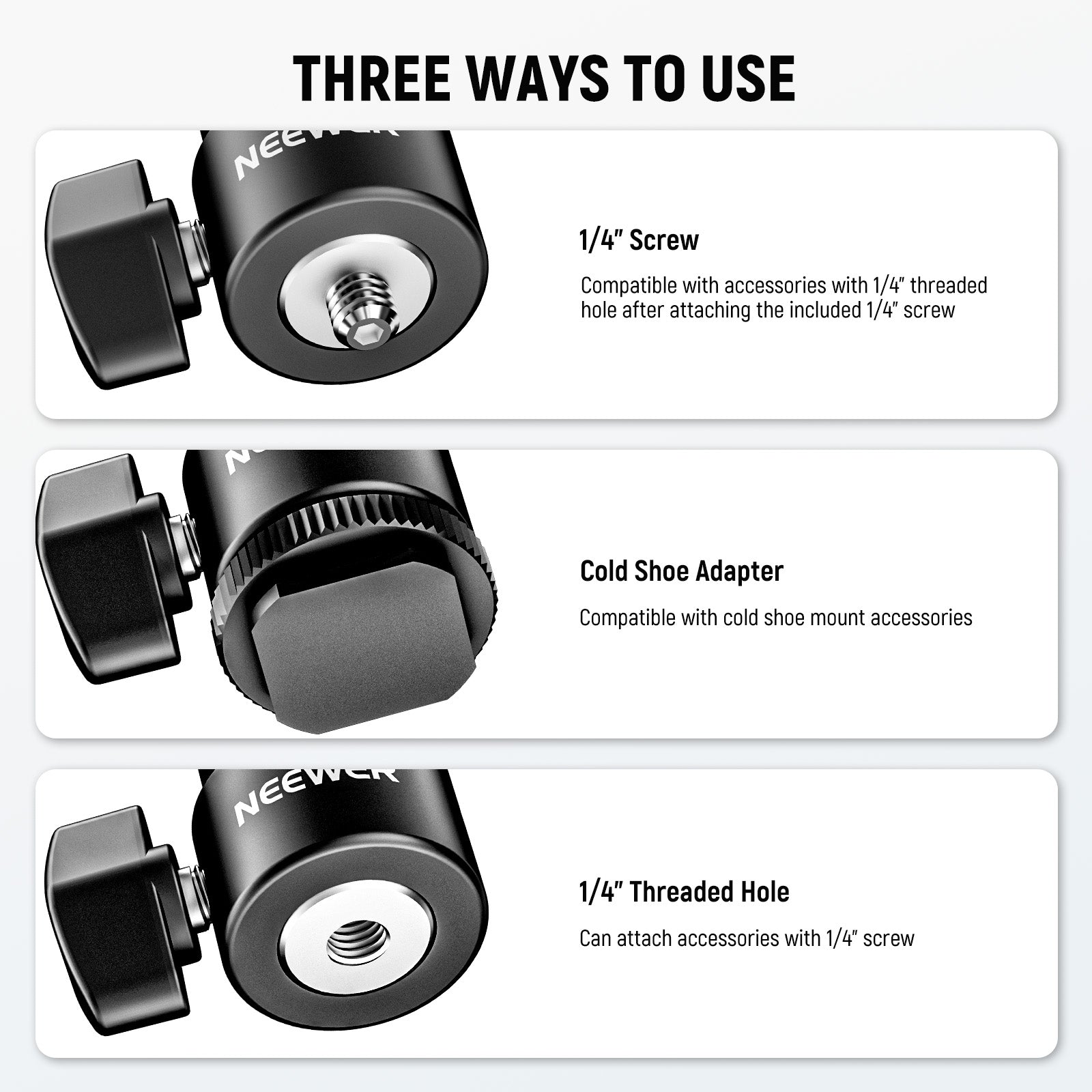 NEEWER 2 Pack 1/4” Camera Hot Shoe Mount