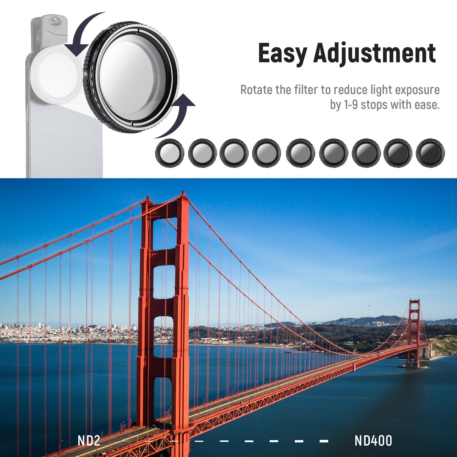 NEEWER FL-37 37mm Clip On ND2-ND400 Phone Camera Lens Filter Kit