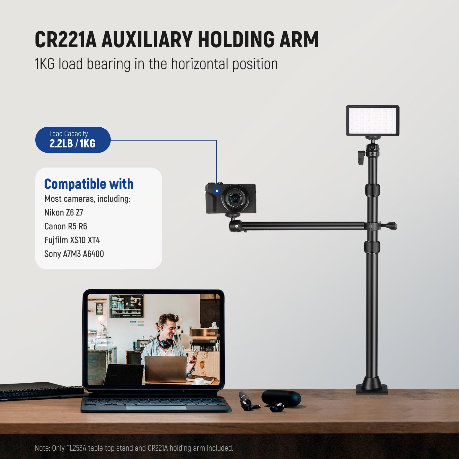 NEEWER TL253A+CR221A Tabletop Camera Mount Stand