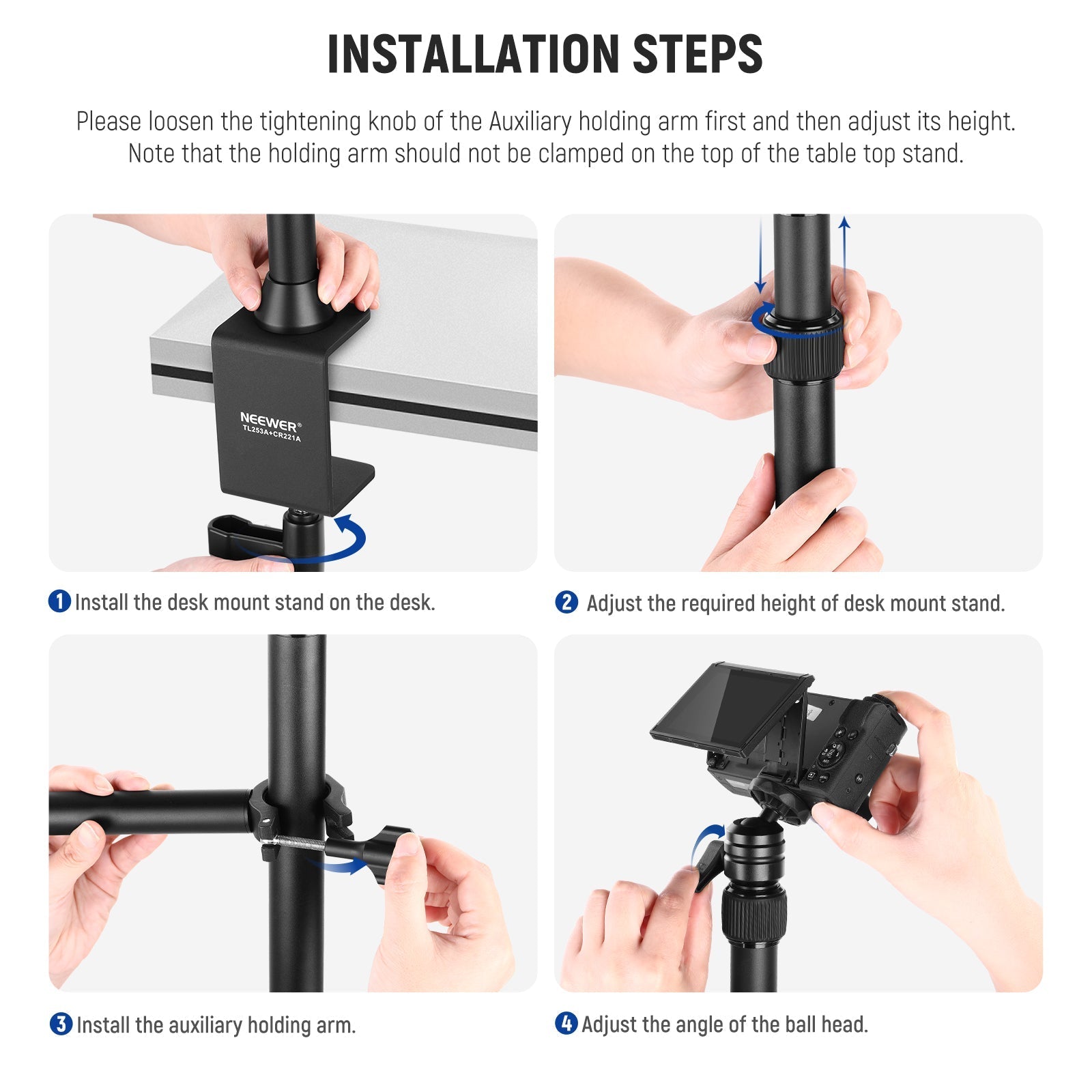 NEEWER TL253A+CR221A Tabletop Camera Mount Stand