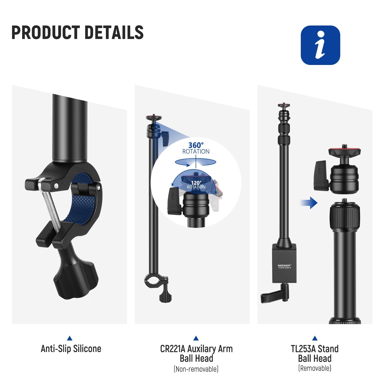 NEEWER TL253A+CR221A Tabletop Camera Mount Stand