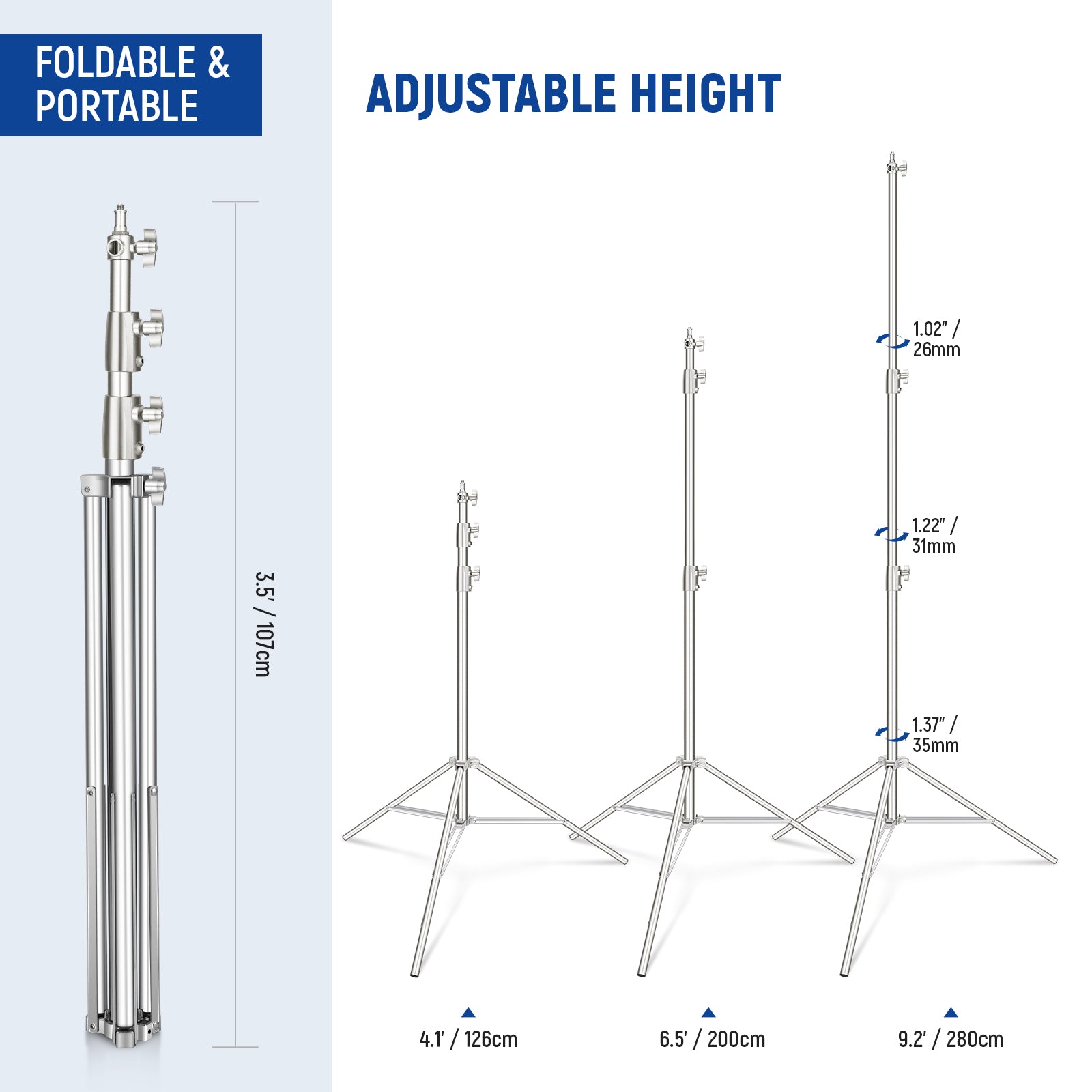 NEEWER Stainless Steel Photography Light Stand