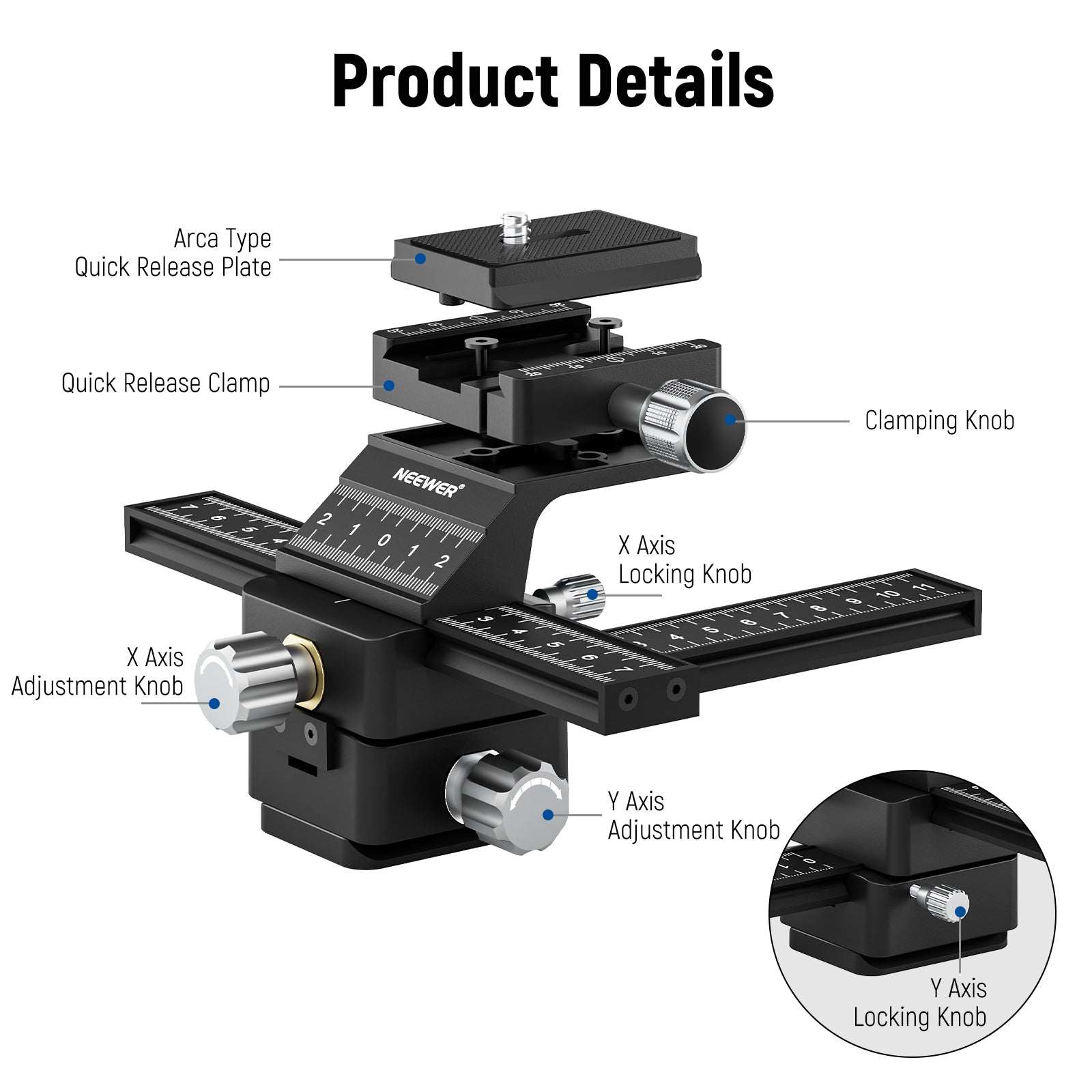 NEEWER GM-MP1 4-Way Macro Focusing Rail Slider