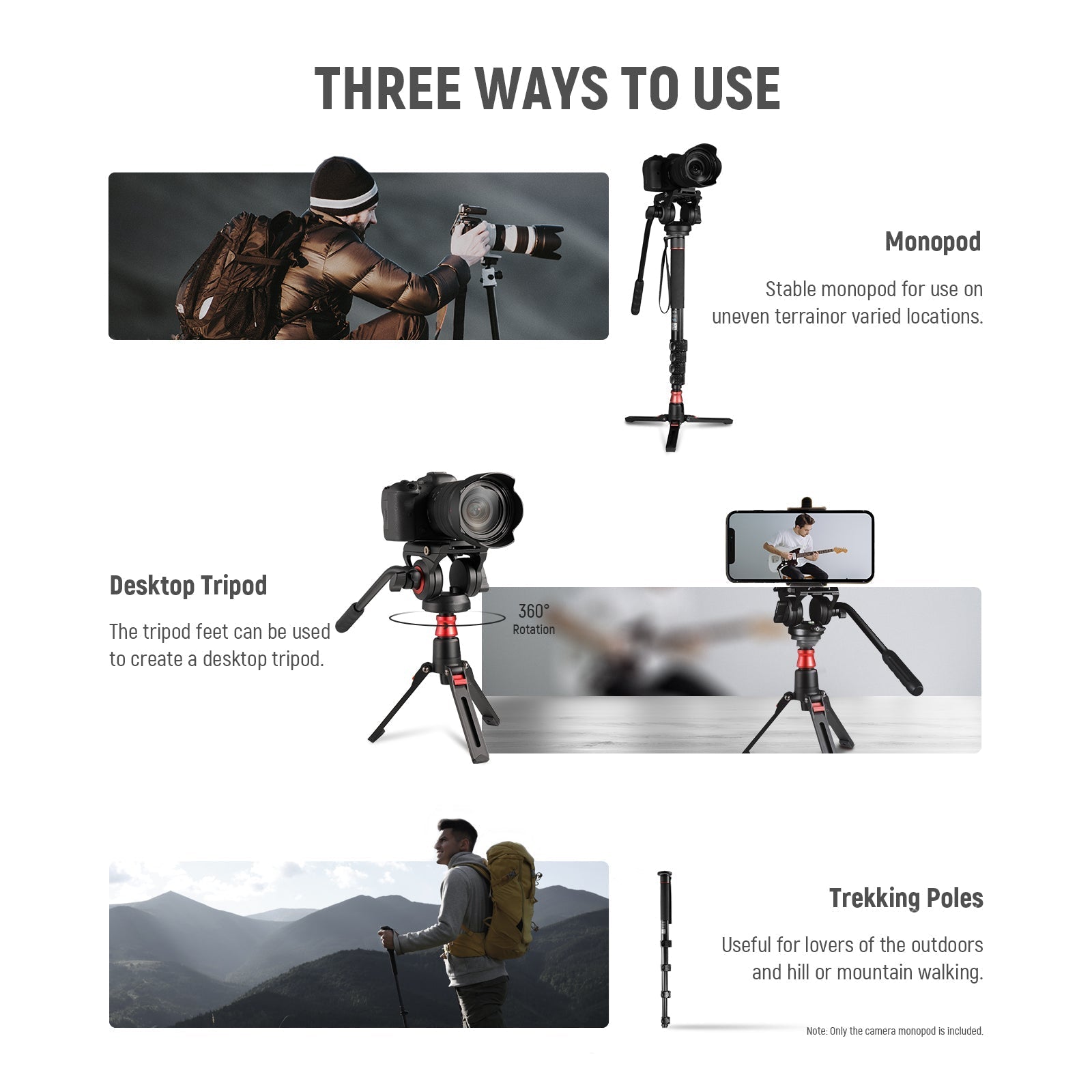 NEEWER GM76 70.5" Professional Camera Monopod With Fluid Head
