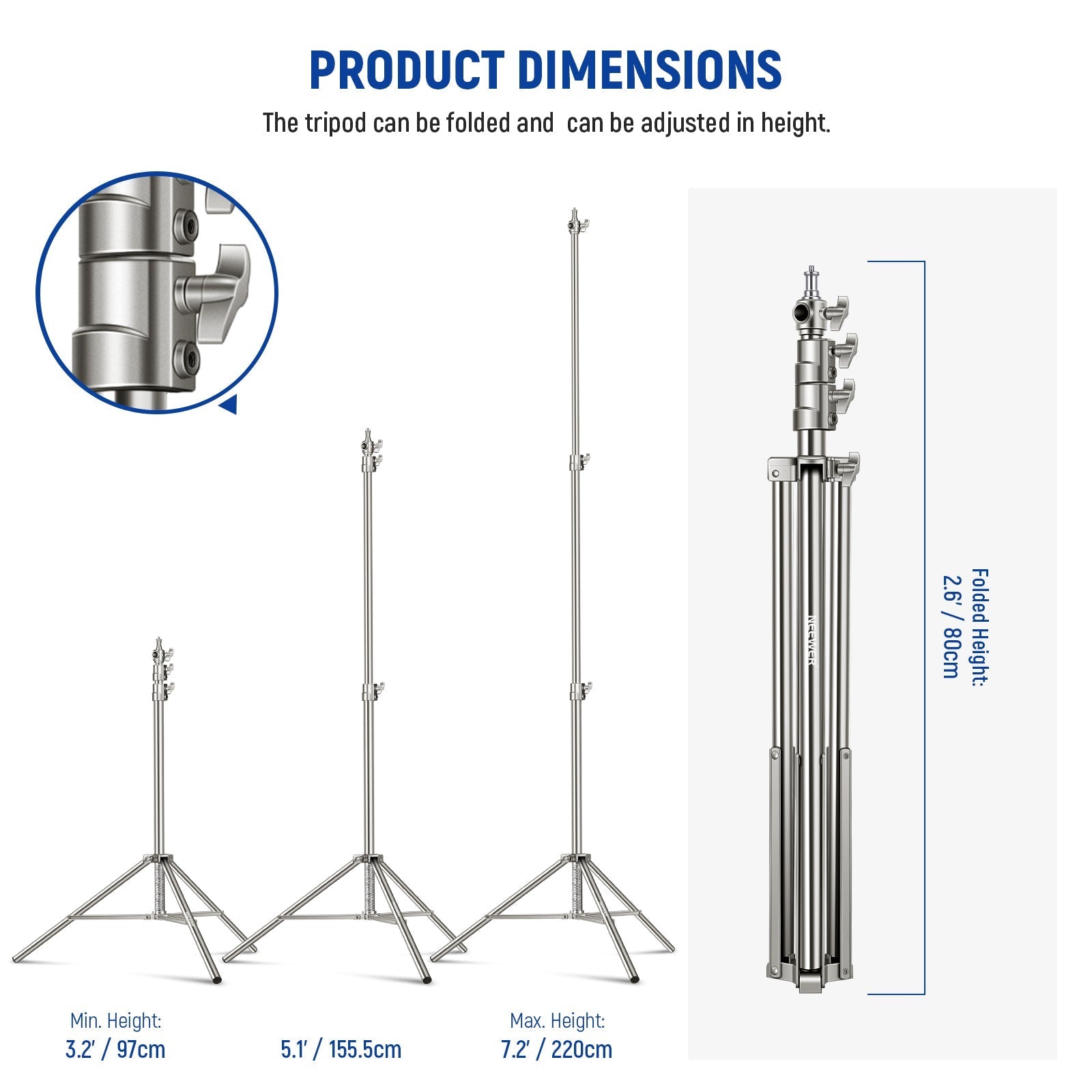 NEEWER Stainless Steel Photography Light Stand
