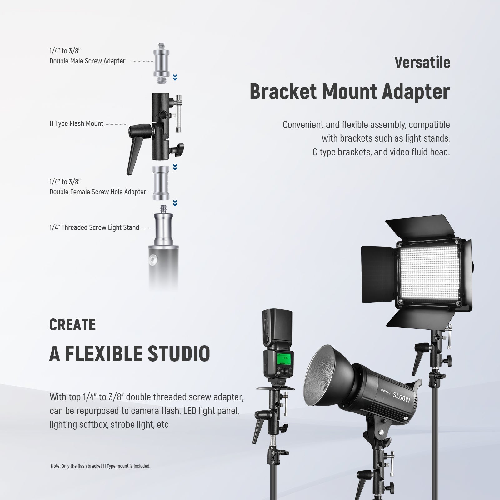 NEEWER H-Type Mount Camera Flash Bracket