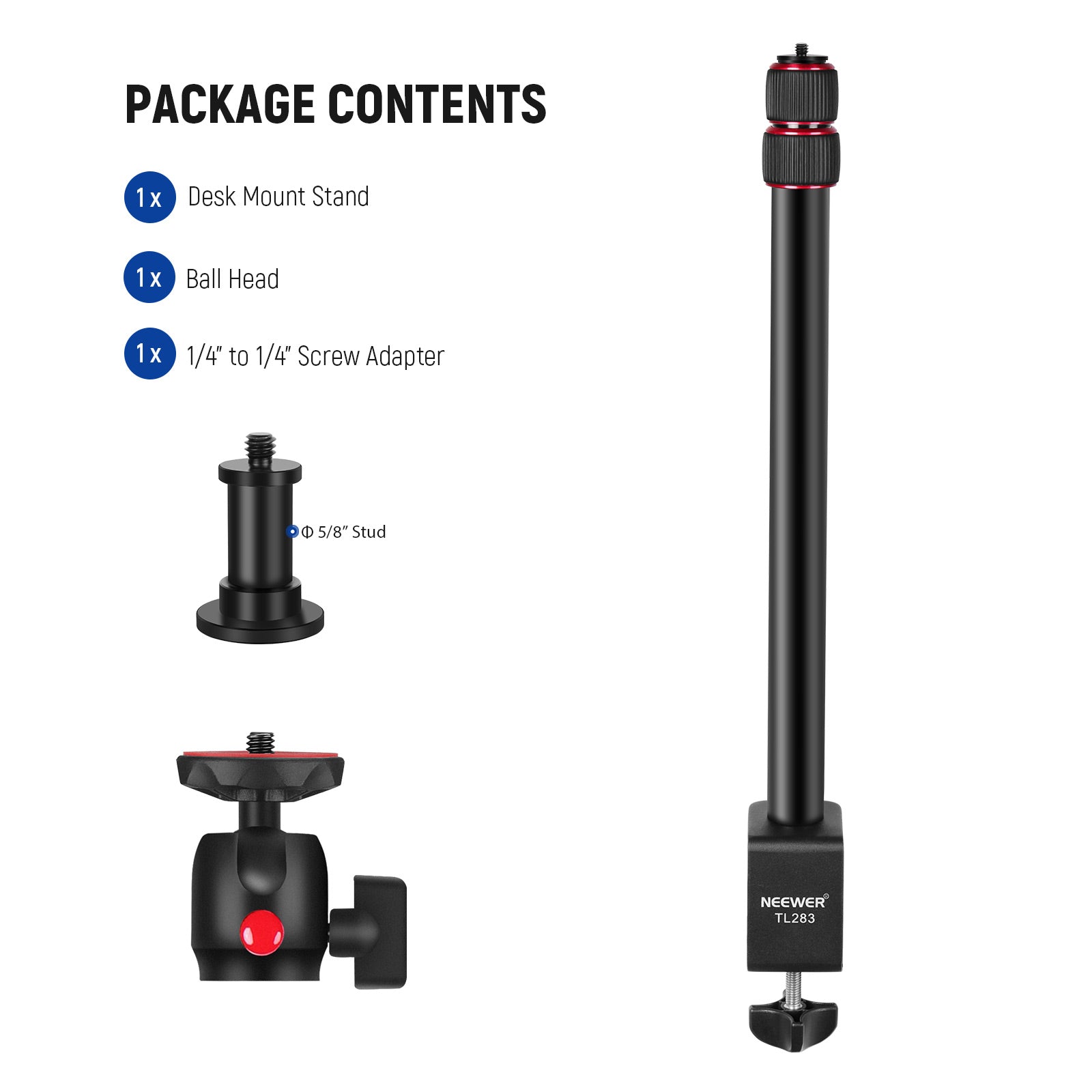 NEEWER TL283 Extendable Camera Desk Mount with Ball Head