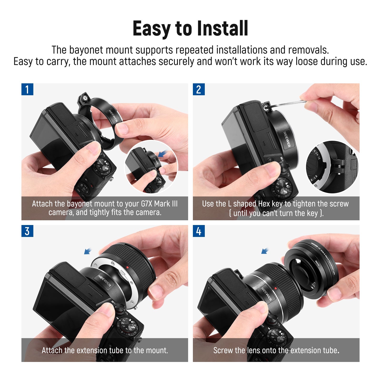 NEEWER LS-24 2 in 1 Wide Angle & 10x Macro Additional Lens for Canon G7X Mark III