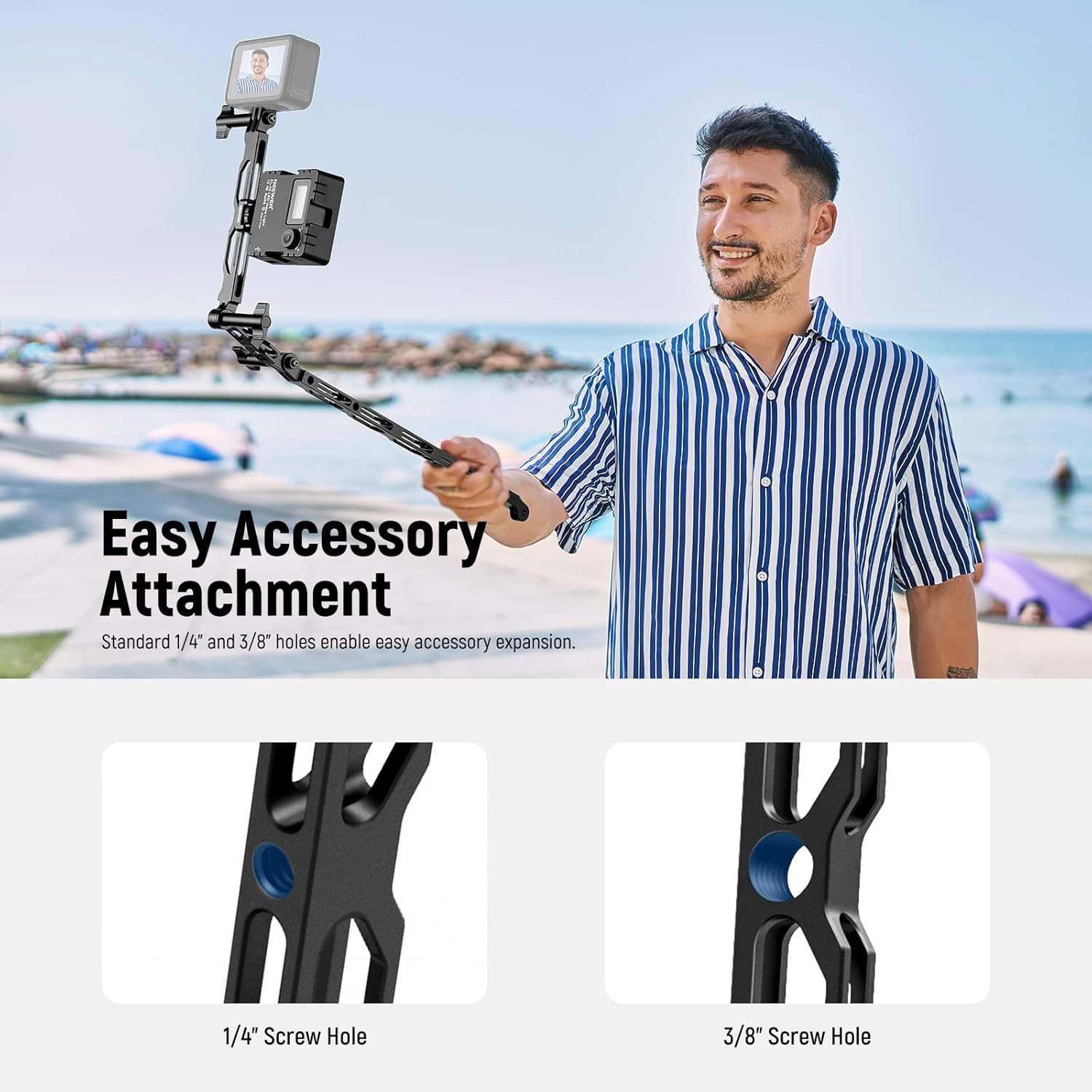 NEEWER Aluminum Alloy Extension Arm (11.8”/6.5”/3.3”) Set