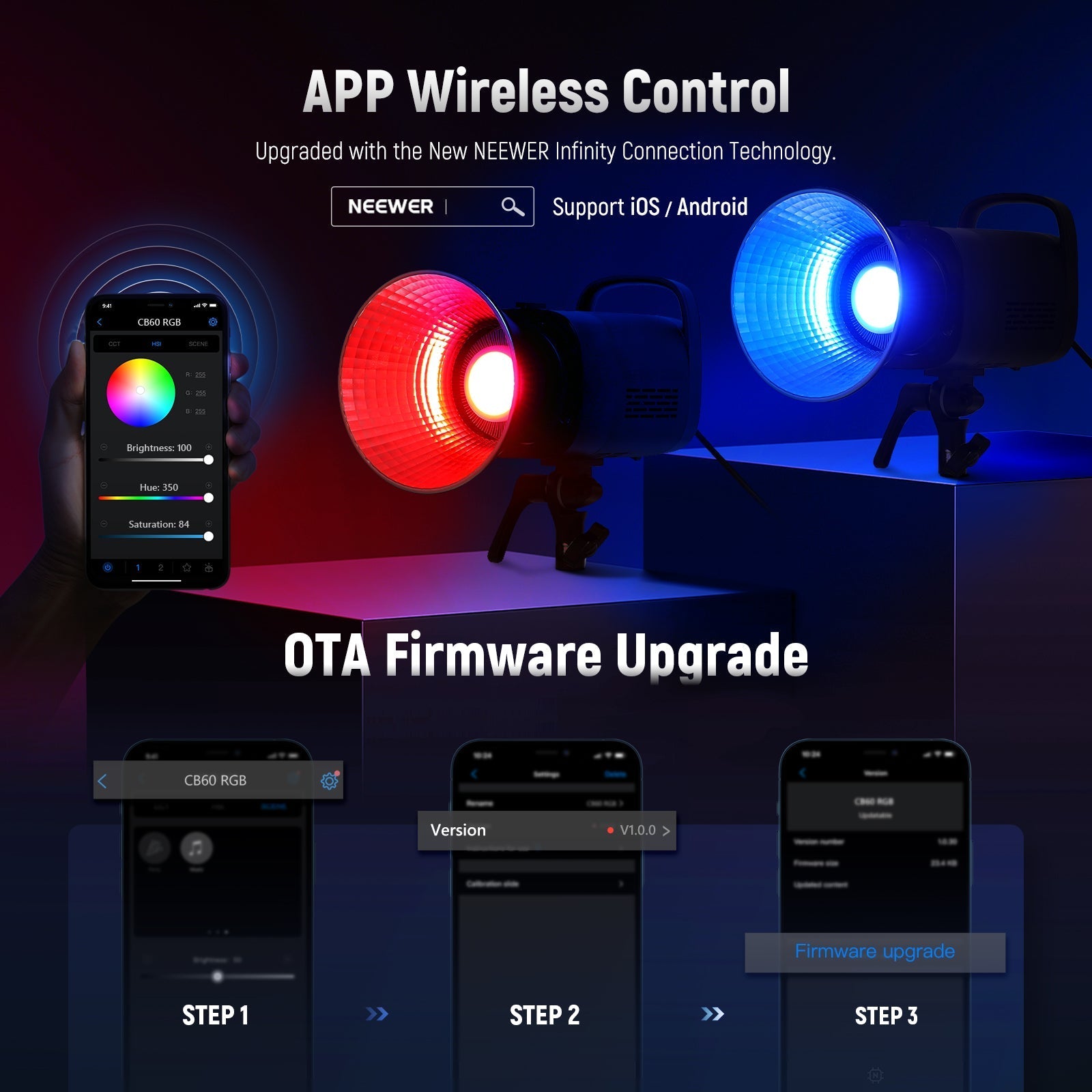 NEEWER RGB CB60 70W CRI 97+ LED Video Light