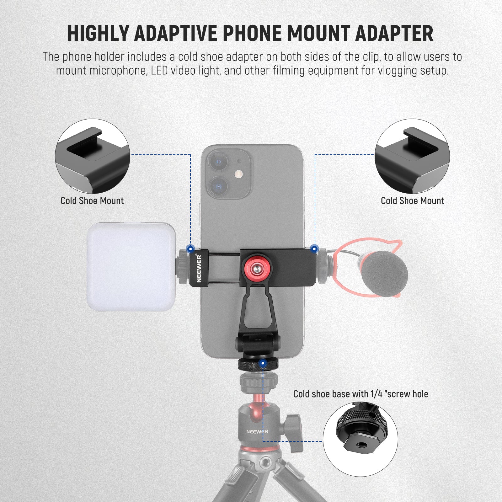 NEEWER PA001 Metal Phone Tripod Mount Adapter