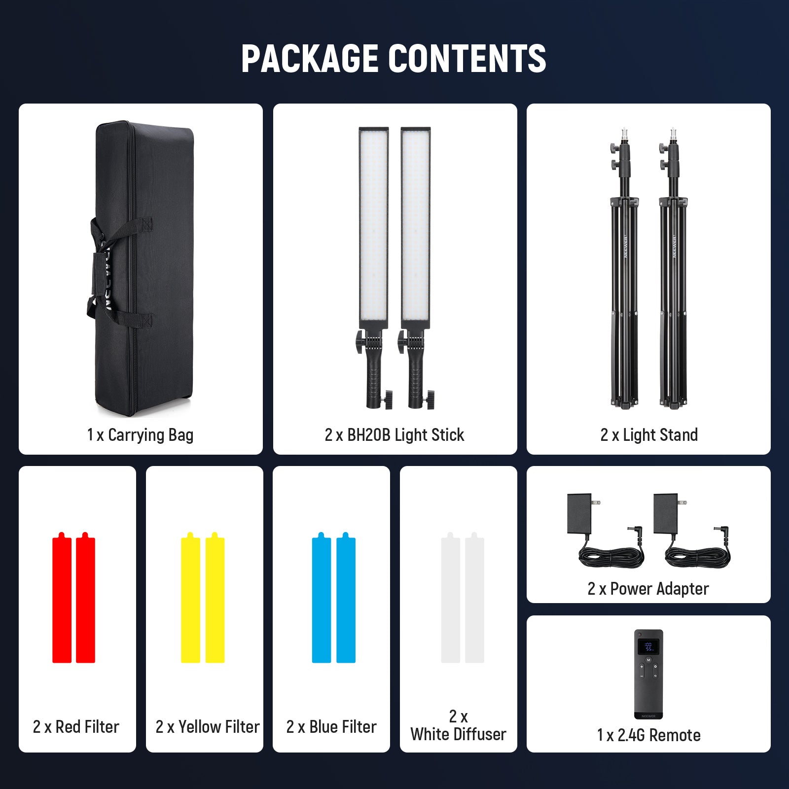NEEWER BH20B Upgraded 21W LED Video Light Stick Kit