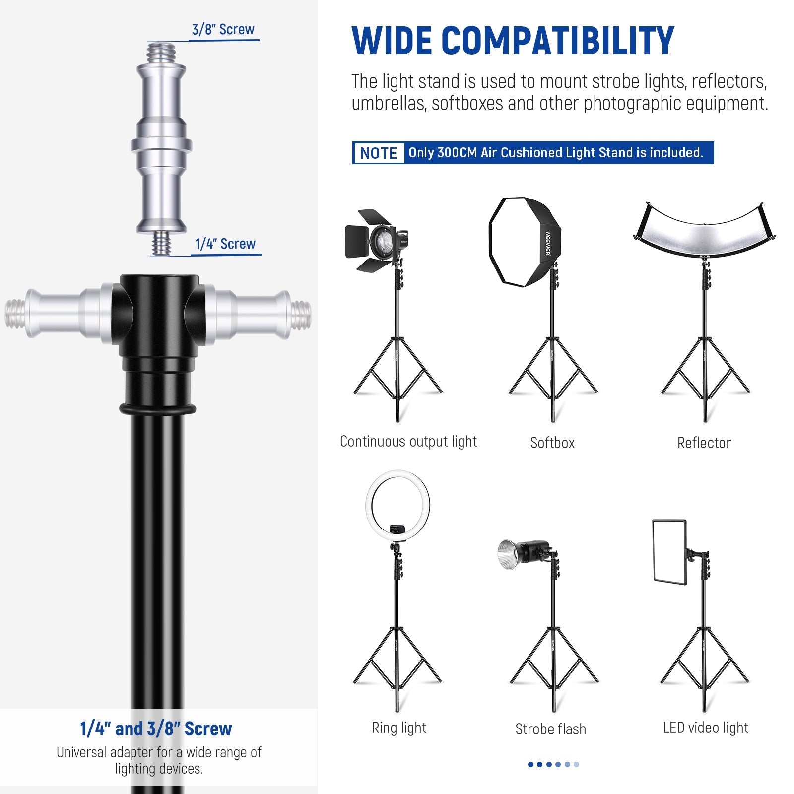 NEEWER ST-300AC 300cm Heavy Duty Air Cushioned Light Stand