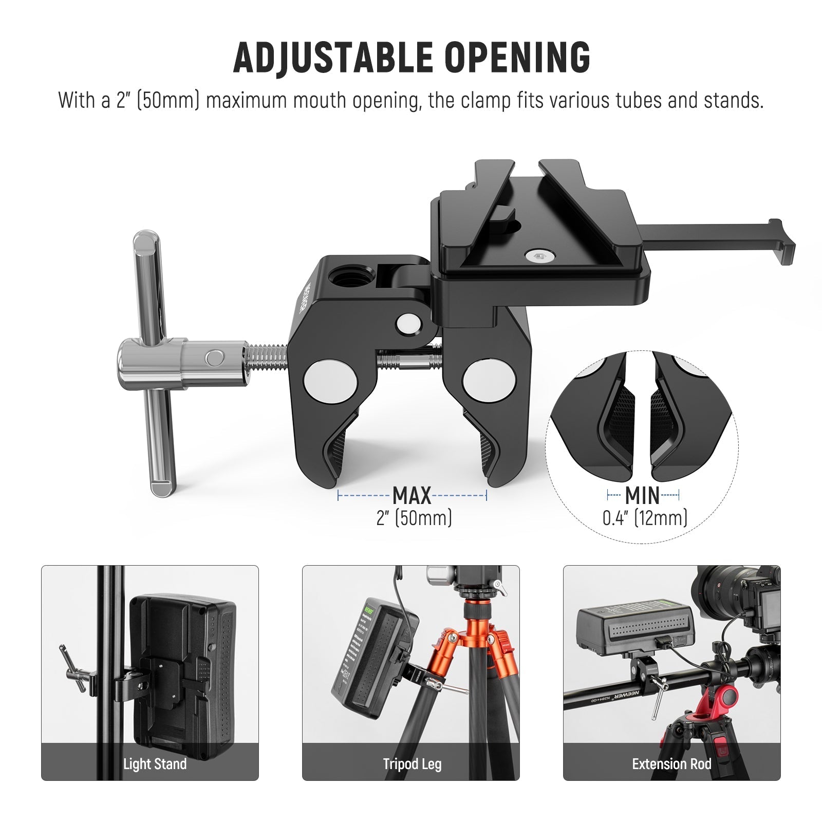 NEEWER PS006 Mini V Mount Battery Plate with Super Crab Clamp