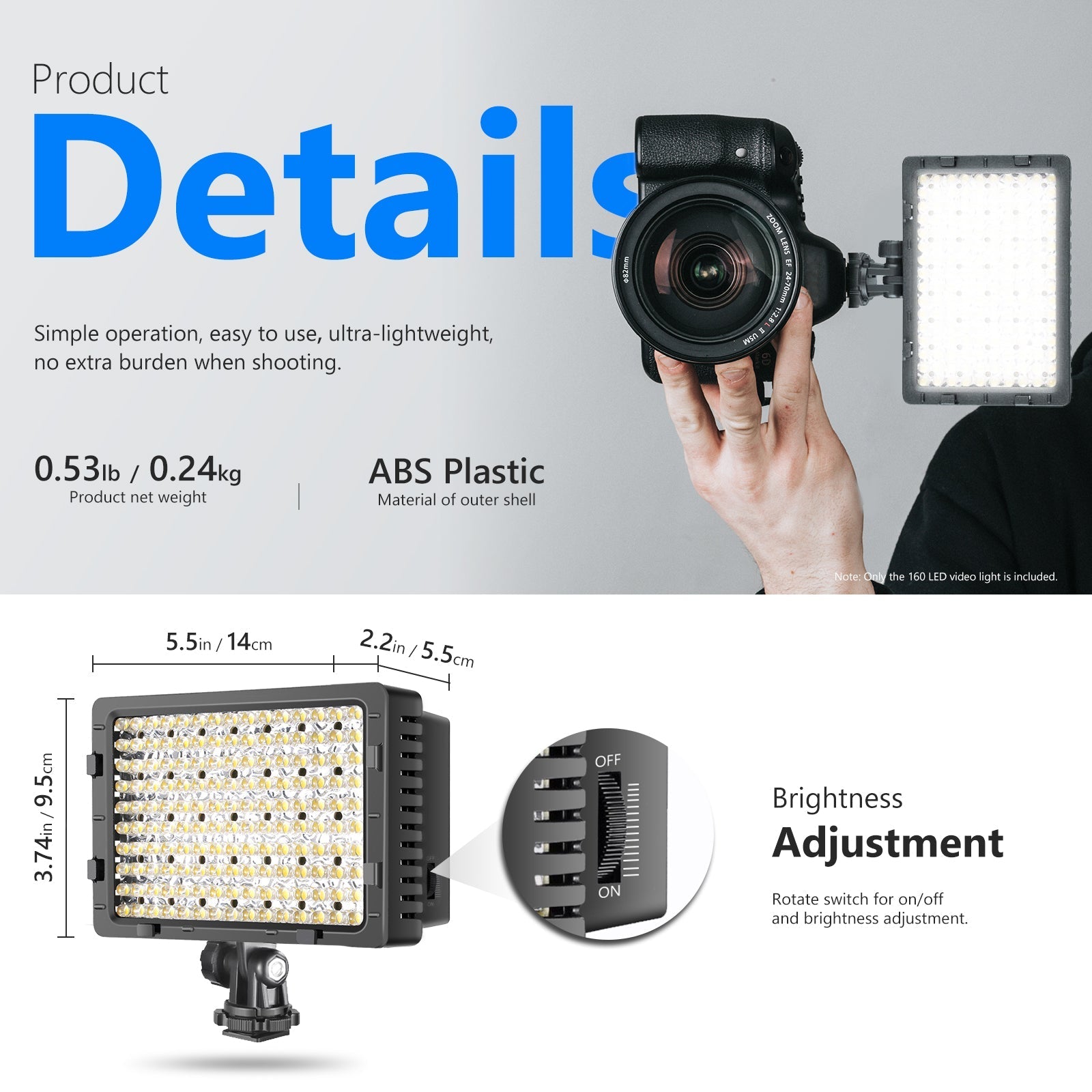 NEEWER CN-160 LED Dimmable Panel Light