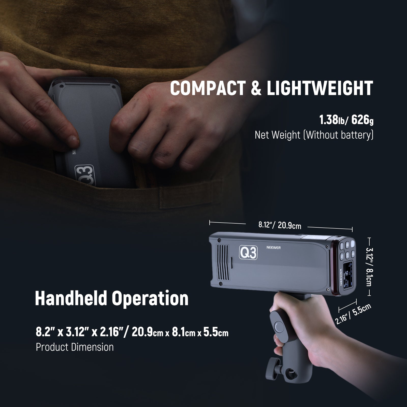 NEEWER Q3 200Ws 2.4G TTL Flash With QPRO Trigger