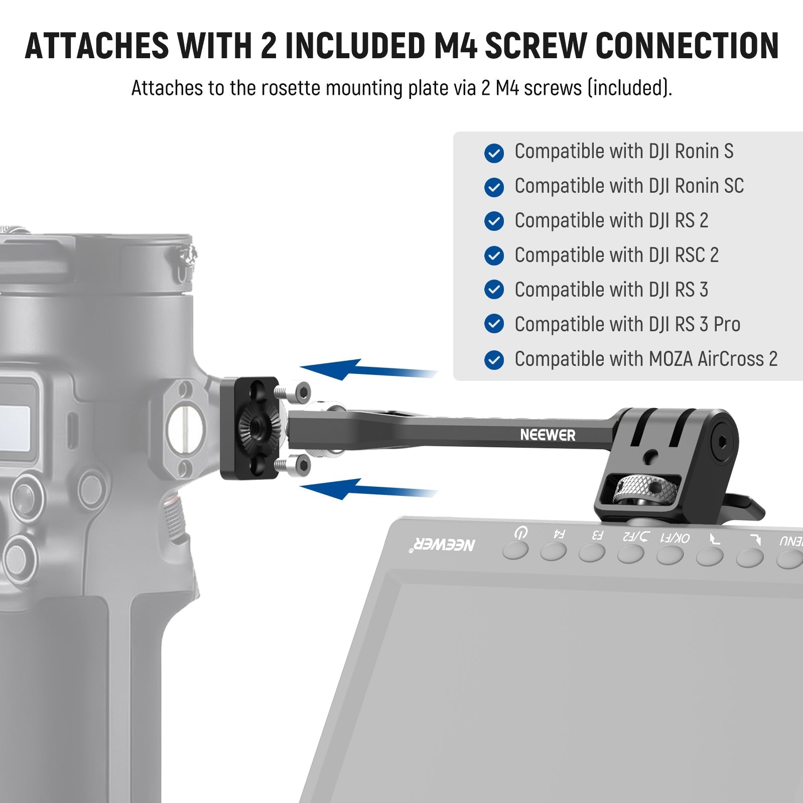 NEEWER GA005 Adjustable Field Monitor Mount for Gimbal Stabilizer