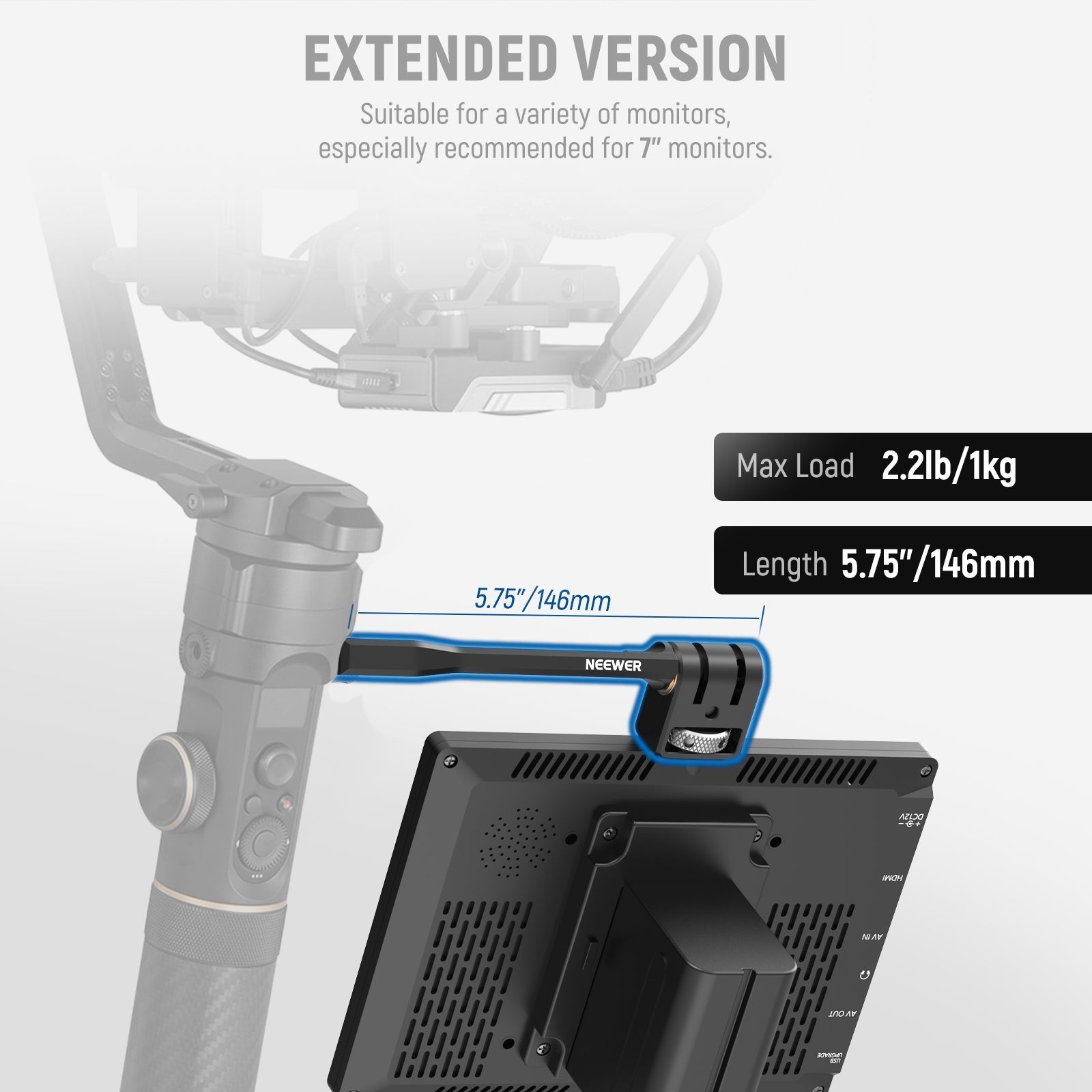 NEEWER GA005 Adjustable Field Monitor Mount for Gimbal Stabilizer
