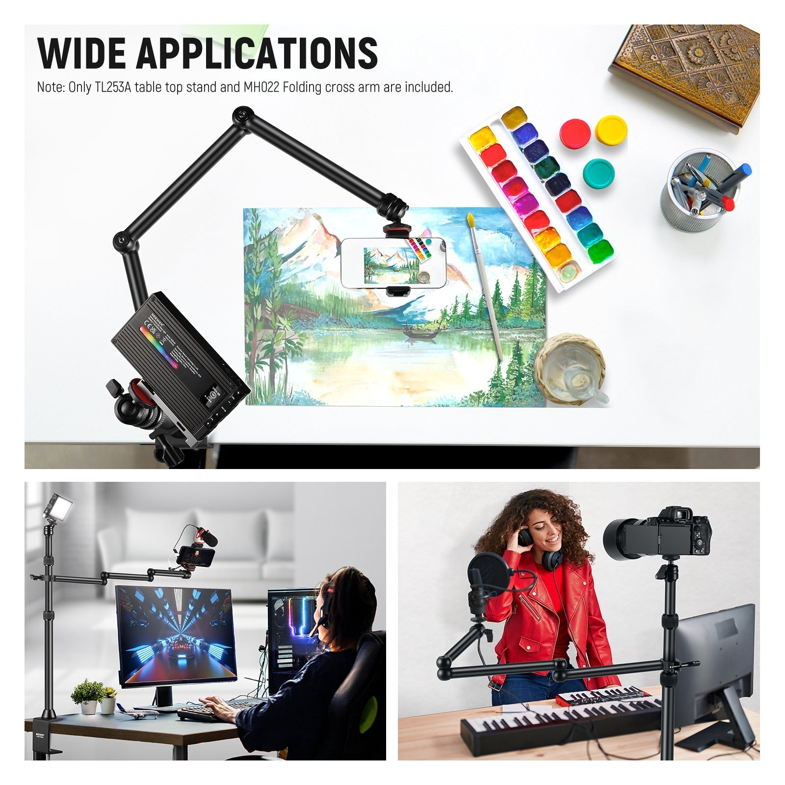 NEEWER TL253A+MH022 Upgraded Tabletop Camera Mount Stand