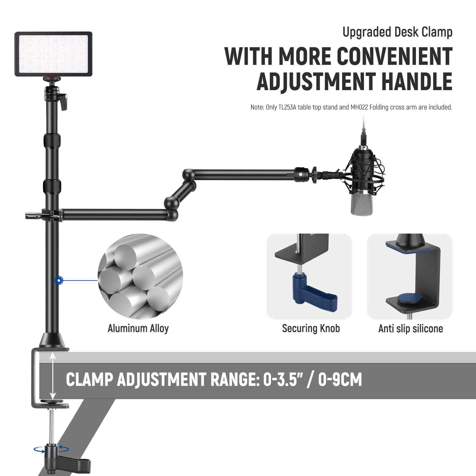 NEEWER TL253A+MH022 Upgraded Tabletop Camera Mount Stand