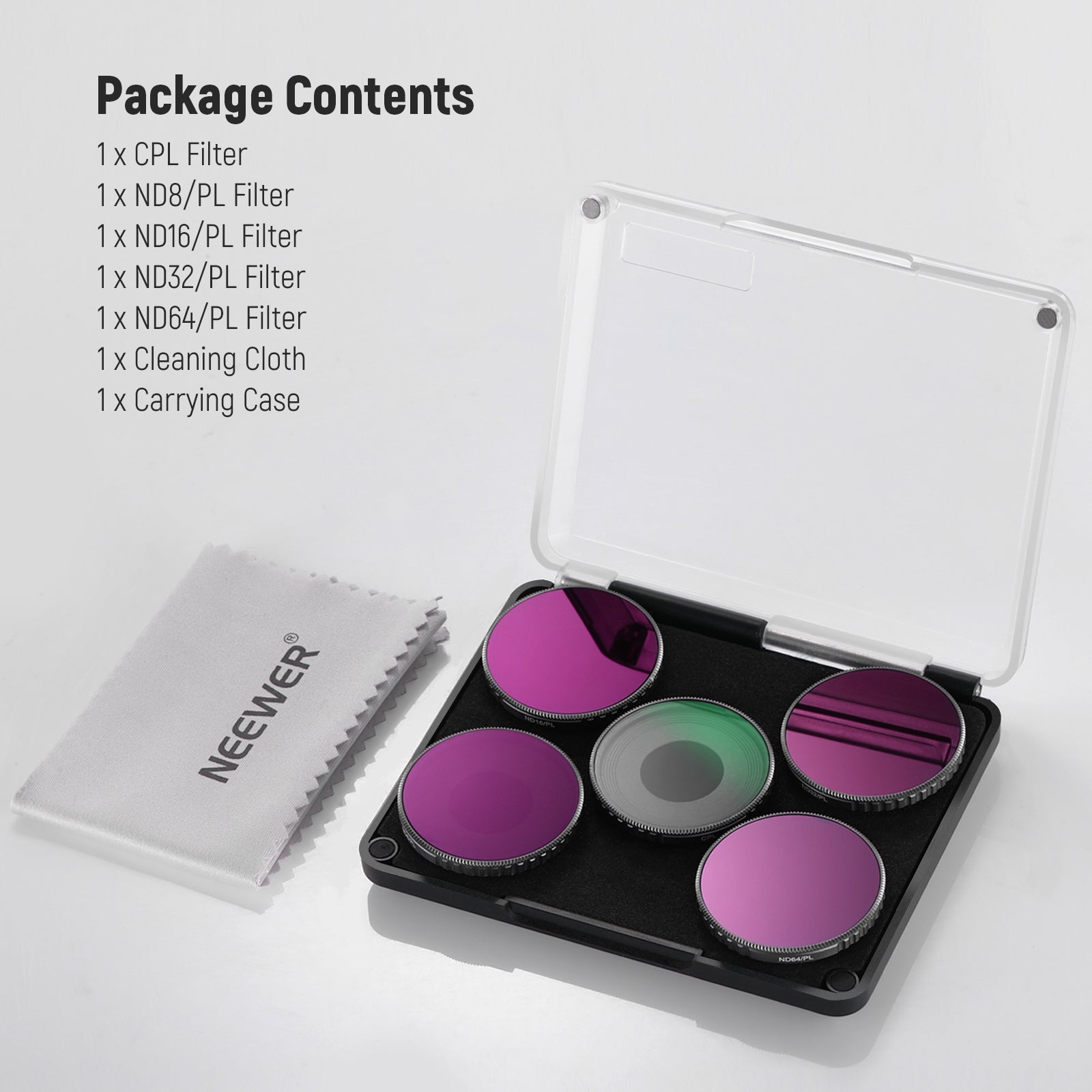 NEEWER FL-A7 5-Pack ND/CPL Filter Set for DJI Osmo Action 3