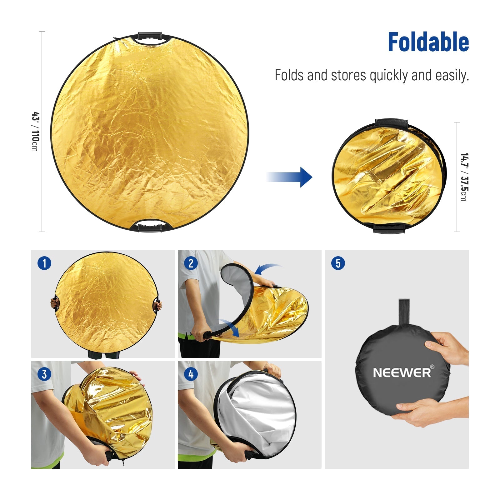 NEEWER RF-80II 5 in 1 Handheld Foldable Light Reflector Kit