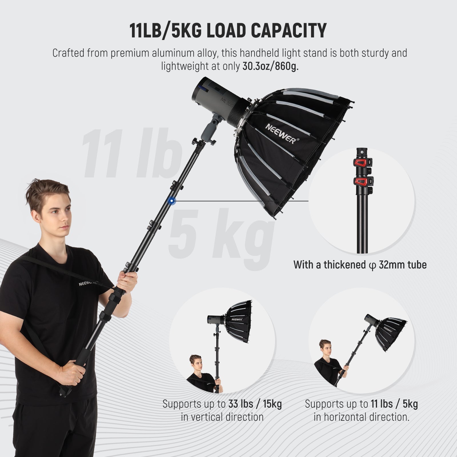 NEEWER MS-230C 230cm Handheld Boom Pole Stand